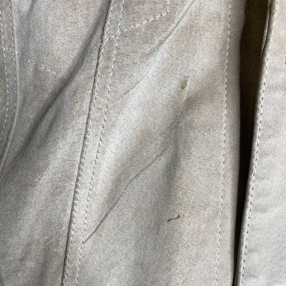 GAP Product RED Leather Mens SZ XL Suede Jacket Y2K Beige Military Rare Boxy - Picture 5 of 16